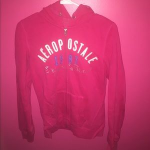 Aeropostale Graphic Pink Zip-Up Hoodie